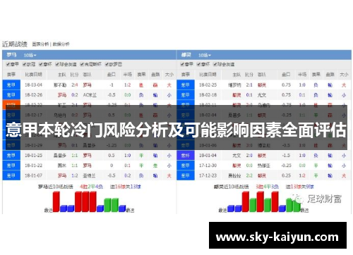 意甲本轮冷门风险分析及可能影响因素全面评估 意甲本轮冷门风险分析及可能影响因素全面评估
